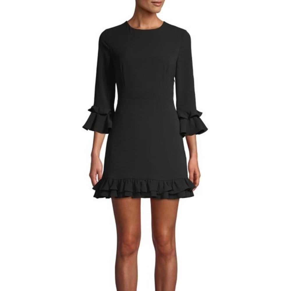 BB Dakota Wine and Dine Flounce Mini Dress Black Size 6